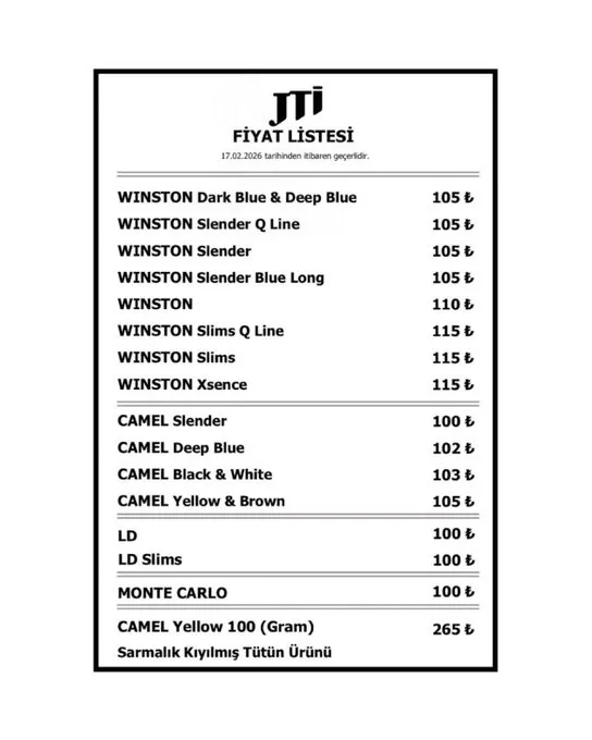 17 Şubat 2026 Güncel JTI Fiyatları