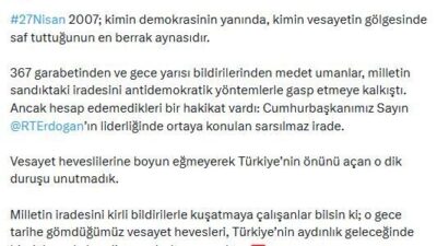 ANKARA, – AK Parti Genel Başkan Yardımcısı Faruk Acar, “27