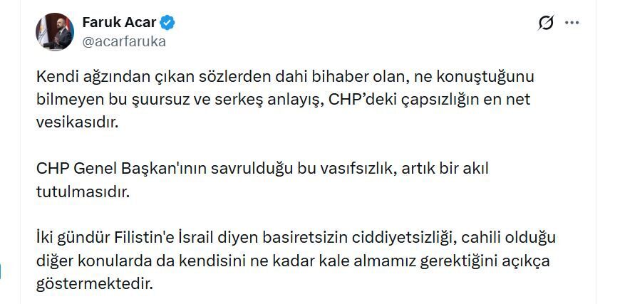 ANKARA, – AK Parti Genel Başkan Yardımcısı Faruk Acar, CHP