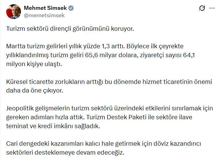 ANKARA, – HAZİNE ve Maliye Bakanı Mehmet Şimşek, “Jeopolitik gelişmelerin