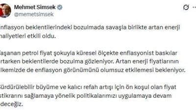 ANKARA, – HAZİNE ve Maliye Bakanı Mehmet Şimşek, enflasyon beklentilerinde