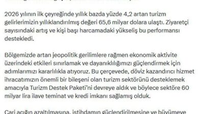 ANKARA, – CUMHURBAŞKANI Yardımcısı Cevdet Yılmaz, “Turizm gelirlerimiz güçlü performansını