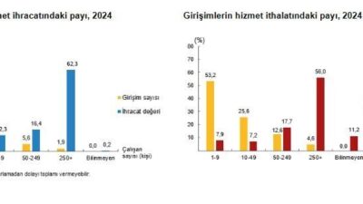 ANKARA, – TÜRKİYE İstatistik Kurumu (TÜİK), 2024 yılında hizmet ihracatının