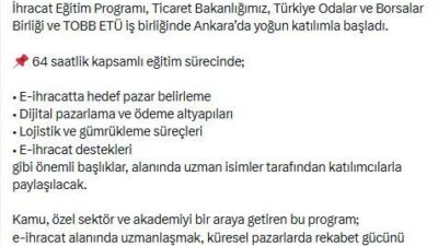 ANKARA, – TİCARET Bakanlığı öncülüğünde Yükseköğretim Kurulu iş birliğiyle hayata