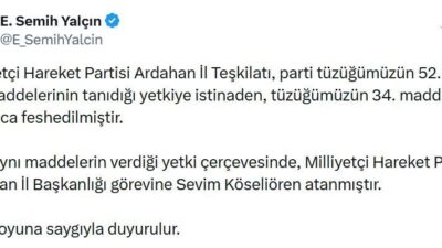 ANKARA, – MHP Genel Başkan Yardımcısı Semih Yalçın, partisinin Ardahan