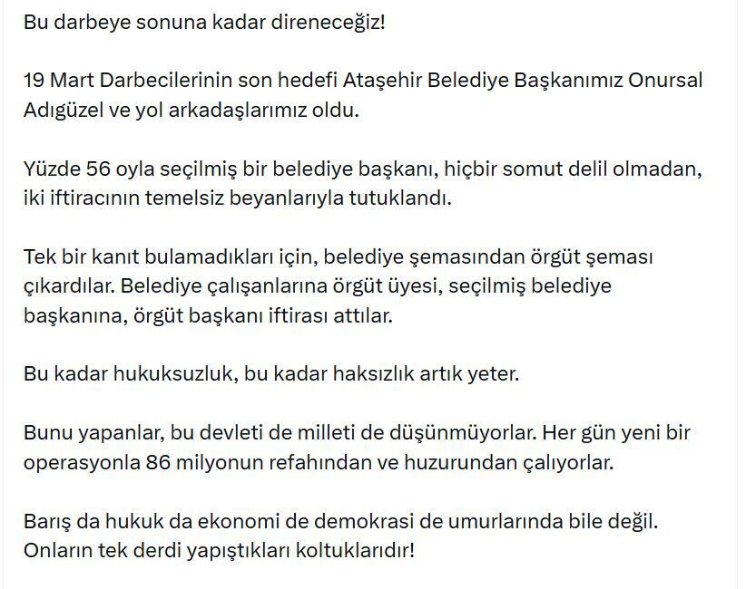 ANKARA, – CHP Genel Başkanı Özgür Özel, Ataşehir Belediye Başkanı