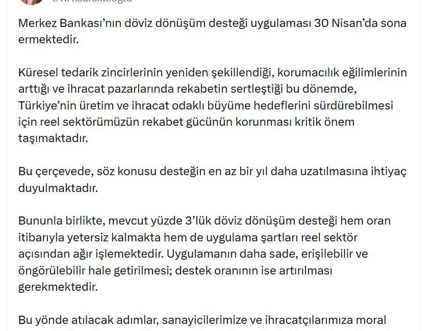ANKARA, – TÜRKİYE Odalar ve Borsalar Birliği (TOBB) Başkanı Rifat
