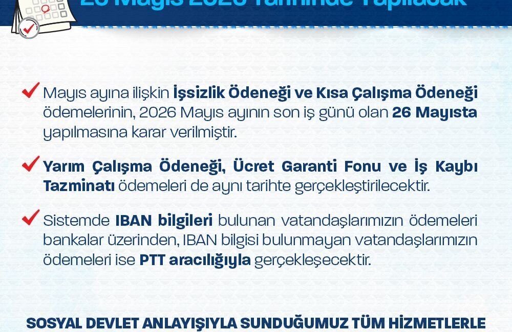 Bakan Işıkhan: İşsizlik ve Kısa Çalışma ödenekleri bayramdan önce yatırılacak ANKARA, – ÇALIŞMA ve Sosyal Güvenlik Bakanı Vedat Işıkhan, “5
