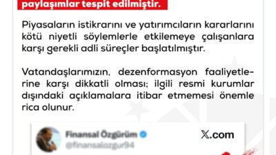 ANKARA, – İLETİŞİM Başkanlığı Dezenformasyonla Mücadele Merkezi (DMM), finansal piyasalarda