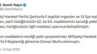 ANKARA, – MHP Genel Başkan Yardımcısı Semih Yalçın, partinin Şanlıurfa