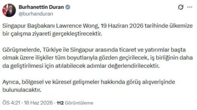 ANKARA, – İLETİŞİM Başkanı Burhanettin Duran, Singapur Başbakanı Lawrence Wong’un