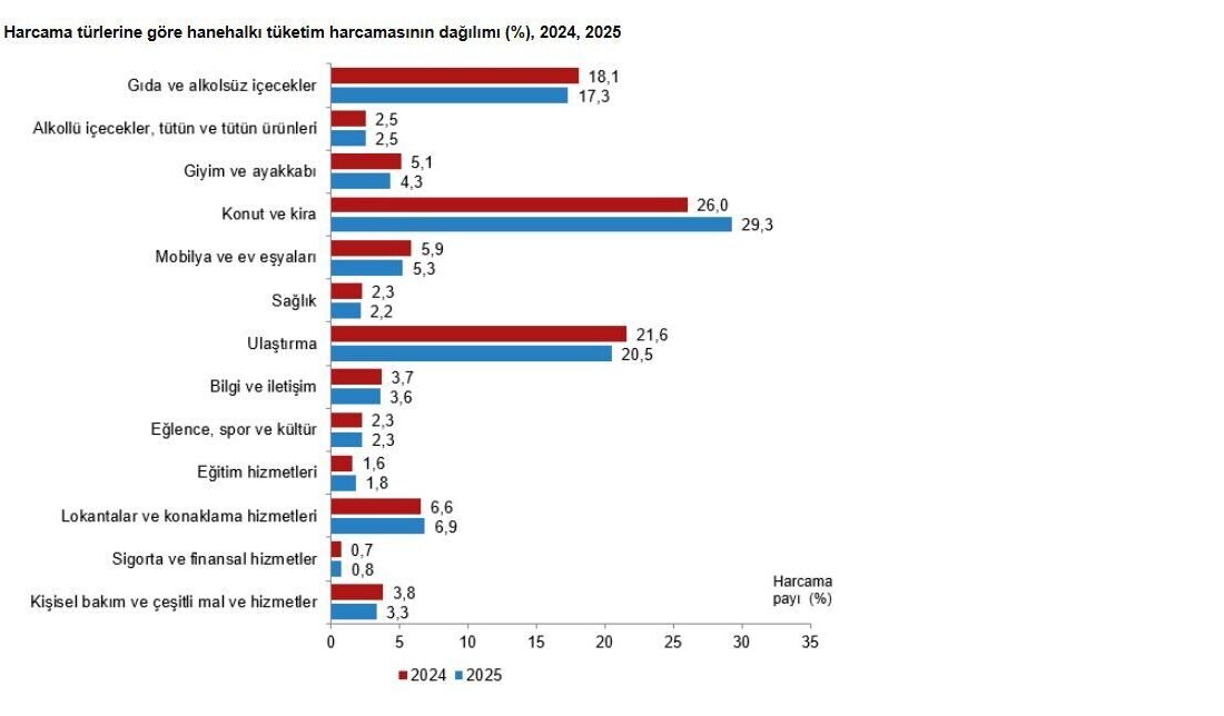 ANKARA, – TÜRKİYE İstatistik Kurumu (TÜİK), Türkiye genelinde hanehalklarının tüketim