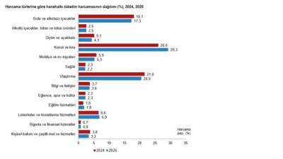 ANKARA, – TÜRKİYE İstatistik Kurumu (TÜİK), Türkiye genelinde hanehalklarının tüketim