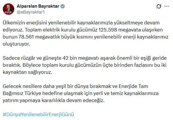 ANKARA, – TÜRKİYE’nin elektrik kurulu gücü, mayıs ayı sonu itibarıyla