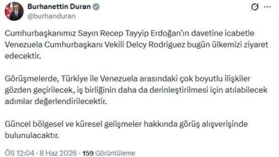 ANKARA, – İLETİŞİM Başkanı Burhanettin Duran, Venezuela Cumhurbaşkanı Vekili Delcy